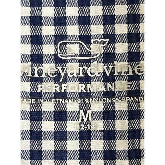 Vineyard Vines Shirt Kid M Blue Preppy Plaid School Neutral Checks Wedding Retro - Picture 5 of 7